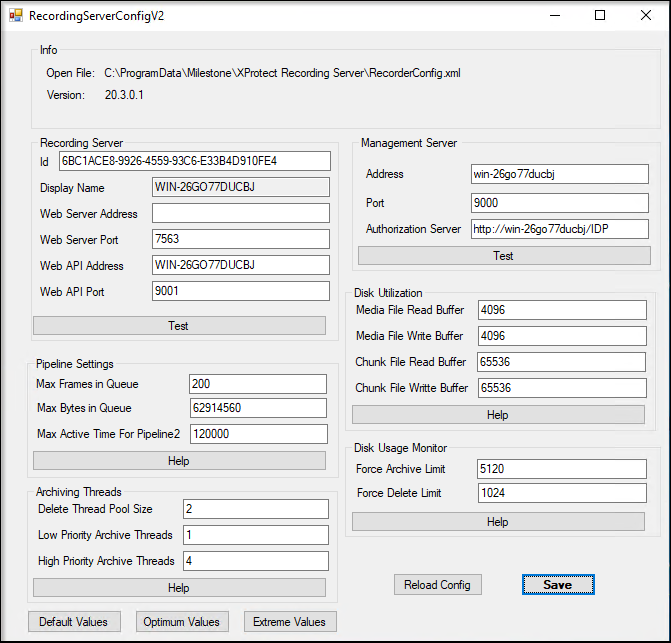 Recording Server Advanced Configuration Tool (guide)