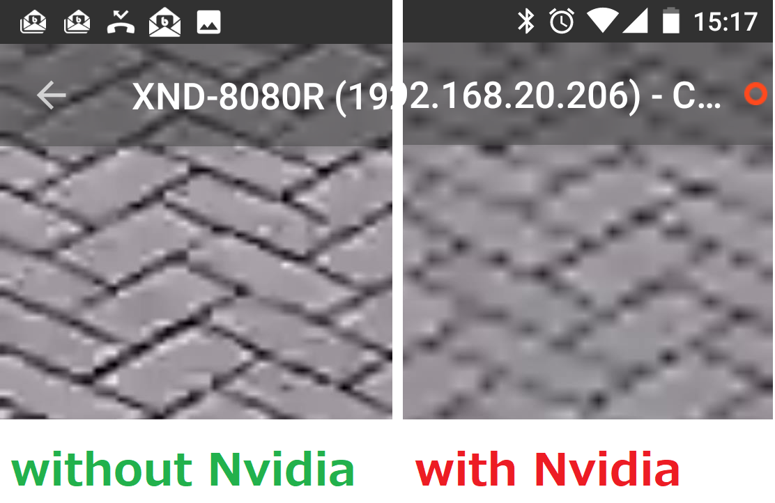 Using Nvidia hardware acceleration on the Mobile Server lowers image
